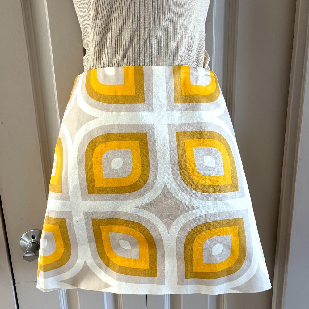 J.Crew Retro Geometric Print A-Line Skirt, Size 0